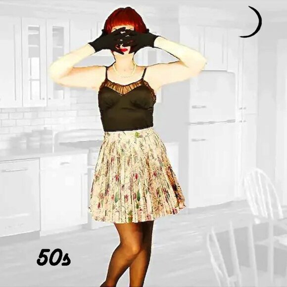 50s Vintage Atomic Pleated Half Apron Pinup Girl Photoshoot NWOT VFG - Picture 1 of 13